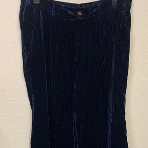 Fate Velvet Navy Blue wide-leg pants
